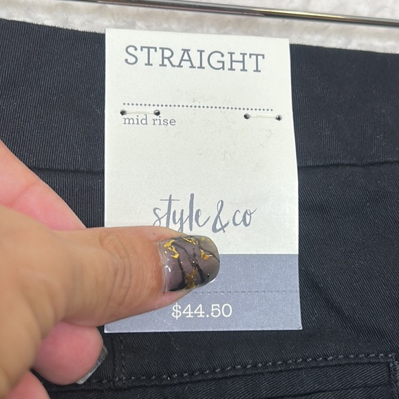 NWT Style & Co Womens Black Chino Table Straight Midrise Cotton Pants SIZE 10 - Picture 6 of 8